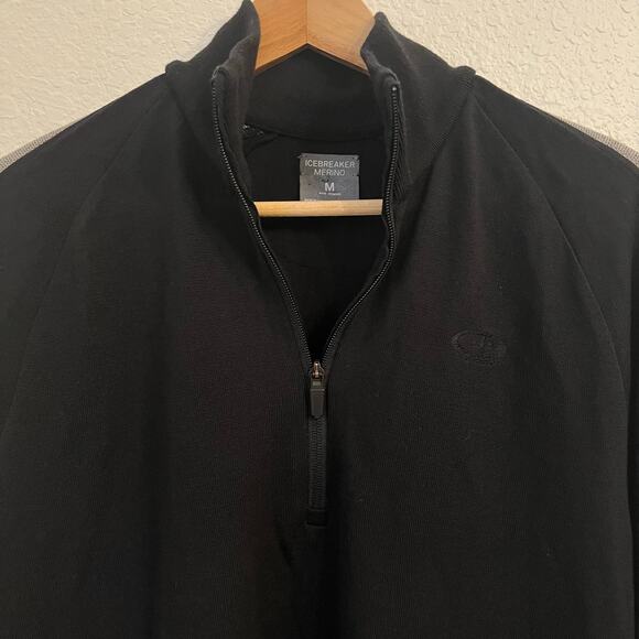 Icebreaker Quarter Zip Pullover Mens M Merino Wool Sweater Baselayer Outdoor Ski - Picture 2 of 13